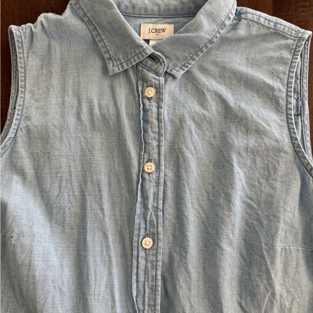 J.Crew Light Blue Chambray Top - Picture 3 of 5
